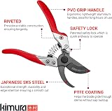 Kimura 8" Pro Bypass Garden Secateurs - Heavy Duty SK5 Japanese Steel view 2