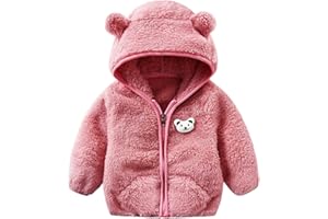 Newborn Baby Boy Girl Fleece Hooded Jacket Full Zip Teddy Coat Fall Winter Cute Bear Ear Hoodie Jacket Warm Outwear