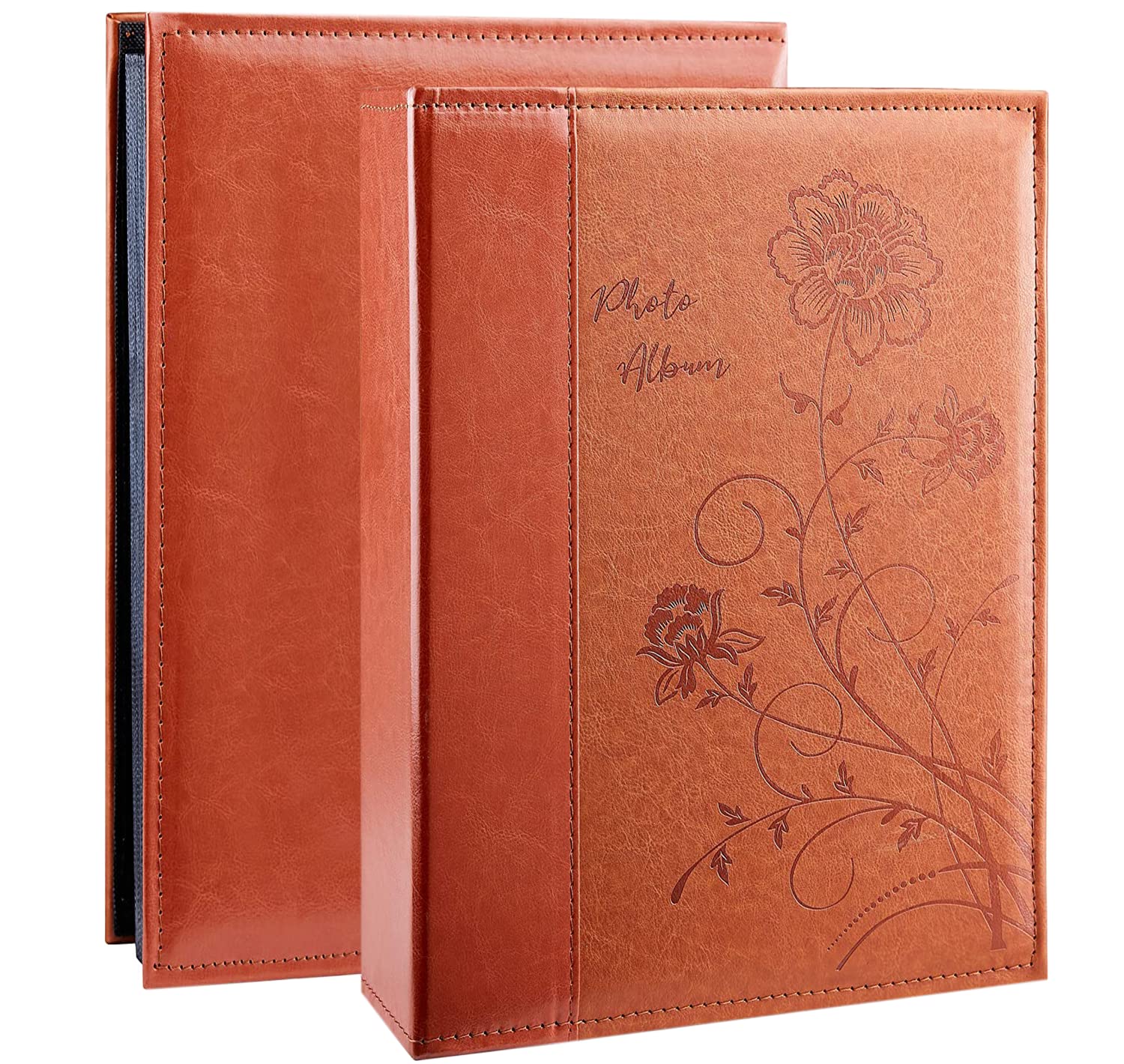 Miaikoe Photo Album 6x4 300 Photos Slip in, Extra Large Capacity Leather Cover Wedding Family Picture Albums Holds 300 Horizontal 10x15cm Landscape Photos(Brown)