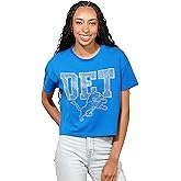 FOCO NFL Womens NFL Team Rhinestone Logo Crop Top T-Shirt