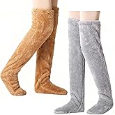 Yssreey 2 Pairs Over Knee Fuzzy Socks High Plush Stockings Fuzzy Long Leg Warmers Women Girls Winter Home Fluffy Sleeping Socks