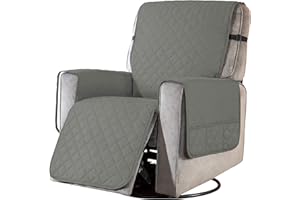 SUBRTEX Recliner Chair Cover for Large Reclining Chair Slipcover Seat Width to 28 Inch Reversible Washable Protector with Elastic Adjustable Straps for Kids Pets (Large Recliner, Light Gray)