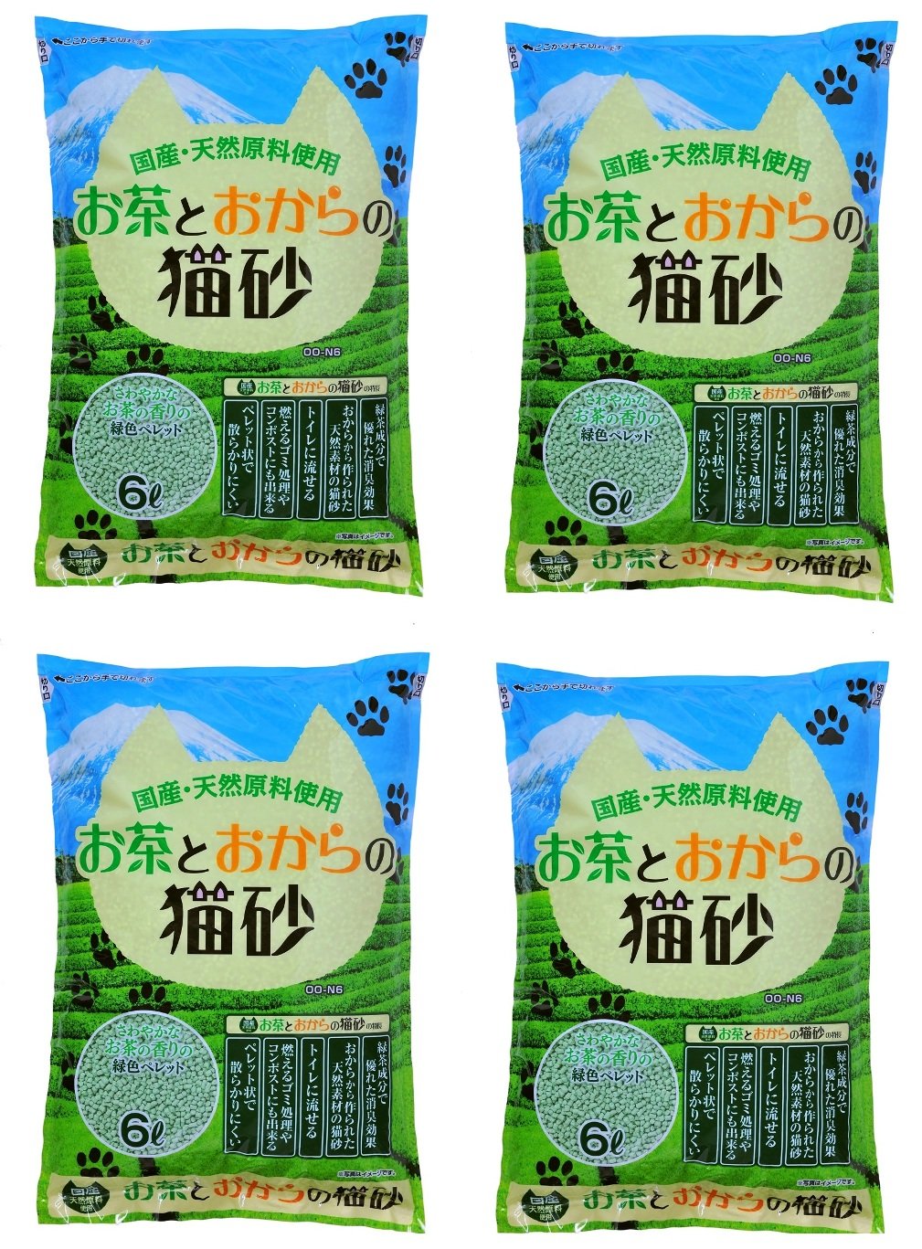 常陸化工 お茶とおからの猫砂 6L 4個の商品画像