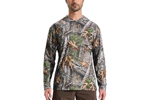Tongcamo Camo Hoodie Long Sleeves Hunting Shirts for Men Quick Dry UPF 50+ Hiking Fishing Shirt with Hood