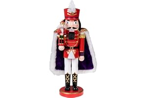 Clever Creations Red Prince 14 Inch Traditional Wooden Nutcracker, Festive Christmas Décor for Shelves and Tables