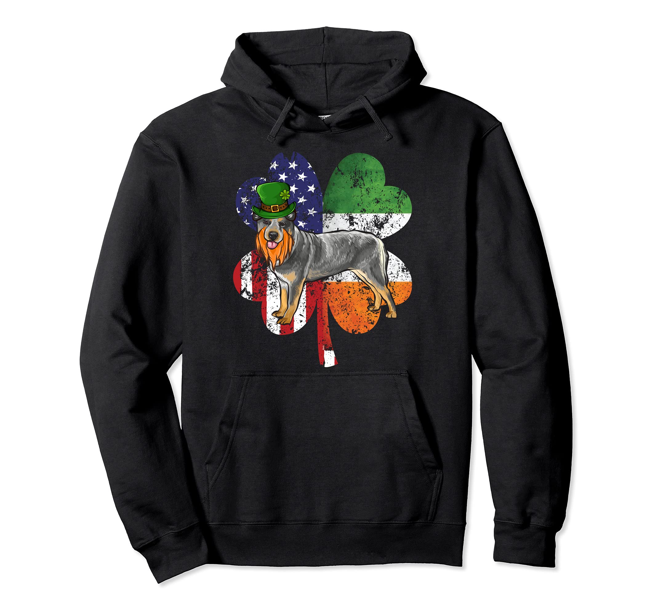St Patricks Day Irish American Flag Australian Cattle Dog Pullover Hoodie