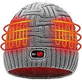 SVPRO Heated Hat, Men Women Electric Heated Beanie Rechargeable Winter Warm Knit Hat, Washable Battery Heating Skull Cap