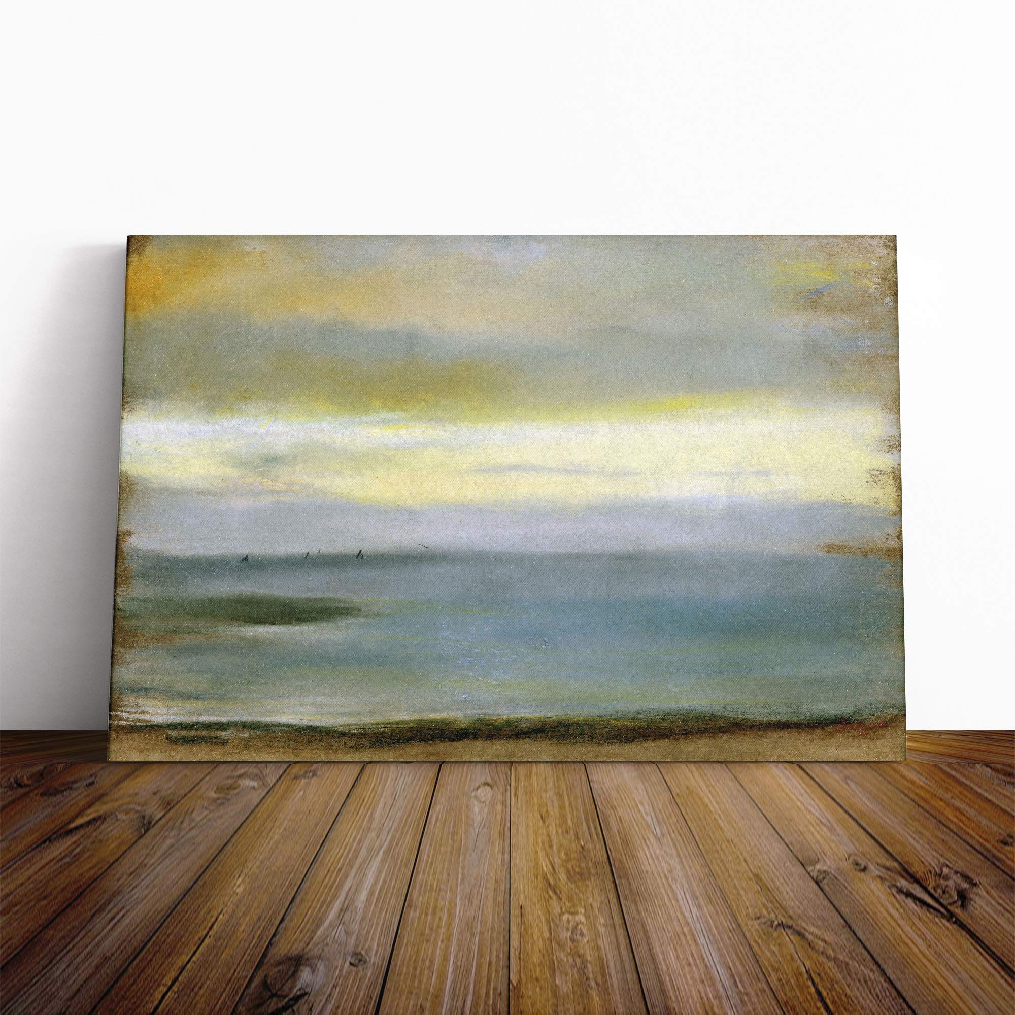 Edgar Degas Beach at Low The Tide Canvas Print | Gallery Wrapped 30mm Frame Wall Art | 20x14 inches | Ready to Hang | Modern Seascape Picture | Living Room Bedroom Lounge Office