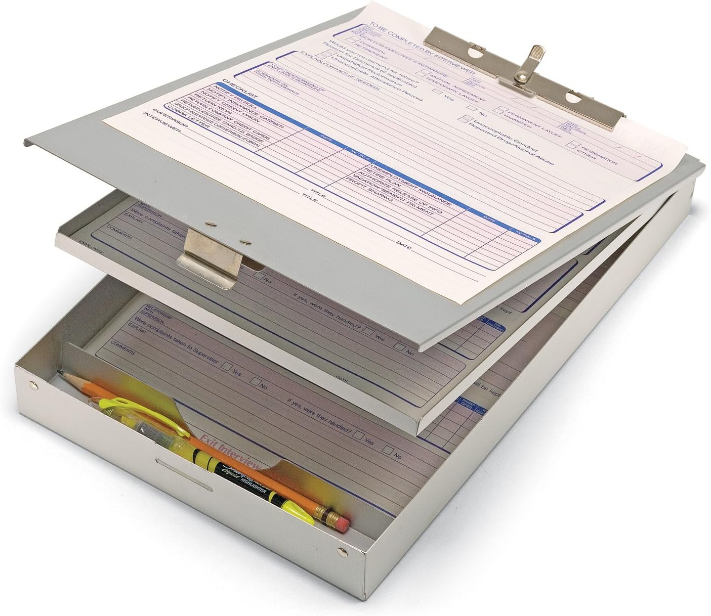 Officemate Double Storage Aluminum Form Holder, Fits Forms 8.5 x 12-Inches, Silver (83207) : Clipboard : Office Products