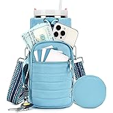 YIQUN Water Bottle Carrier Bag with Strap, Sling Bag for Walking, Hiking, Cycling, Black, 40 Ounces