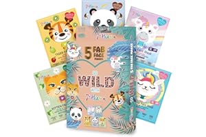 7th Heaven Go Wild Face Mask Gift Set - 5 Fun Animal Themed Skin Care Sheet Masks - Unicorn, Llamacorn, Panda, Tiger and Kitt