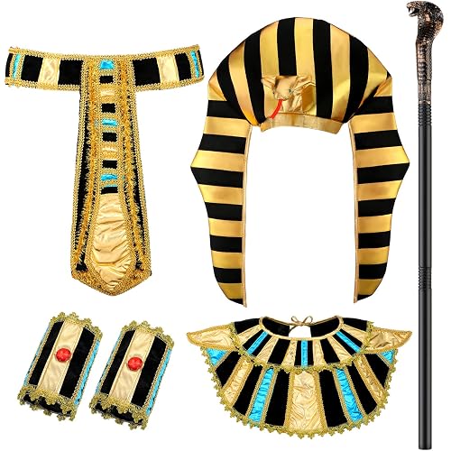 Casque De Pharaon égyptien En Tissu Doré Et Noir - Déguisement Halloween Ou Fête à Thème - Taille Unique Pour Adulte/ado