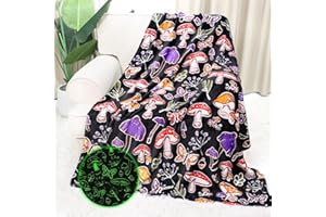 AISDE Mushroom Blanket Glow in The Dark Blanket for Girls Mushrooms Black Throw Blanket Soft Warm Blankets Cute Mushroom Decor Blanket 50"x60"