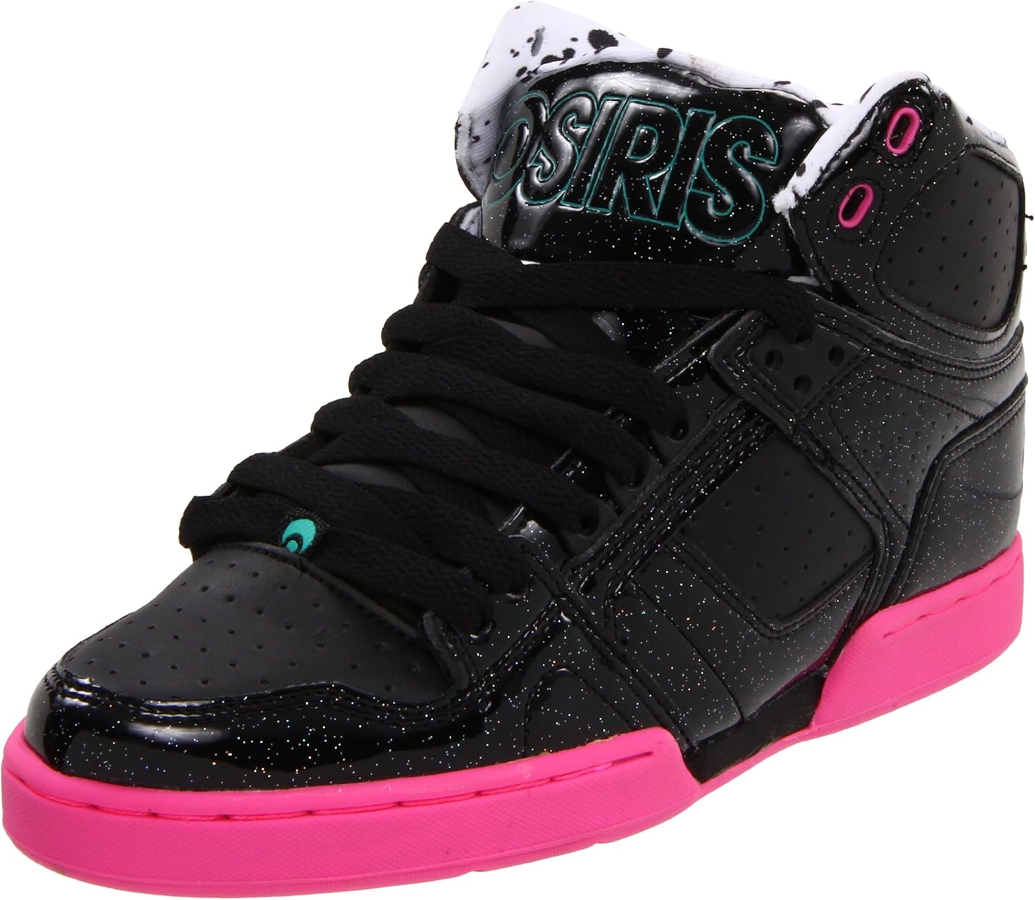 Osiris Women's NYC 83 SLM Skate Shoe, Black/Pink/Glitter, 5 M US
