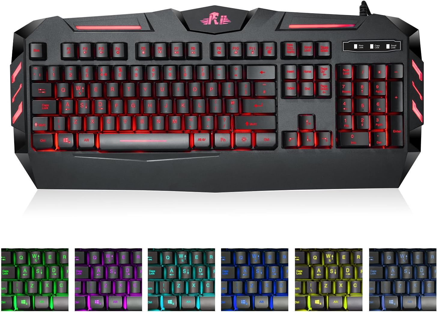 Rii RK900 GamingTastatur, groß, 7 Farben, LED Amazon.de Computer