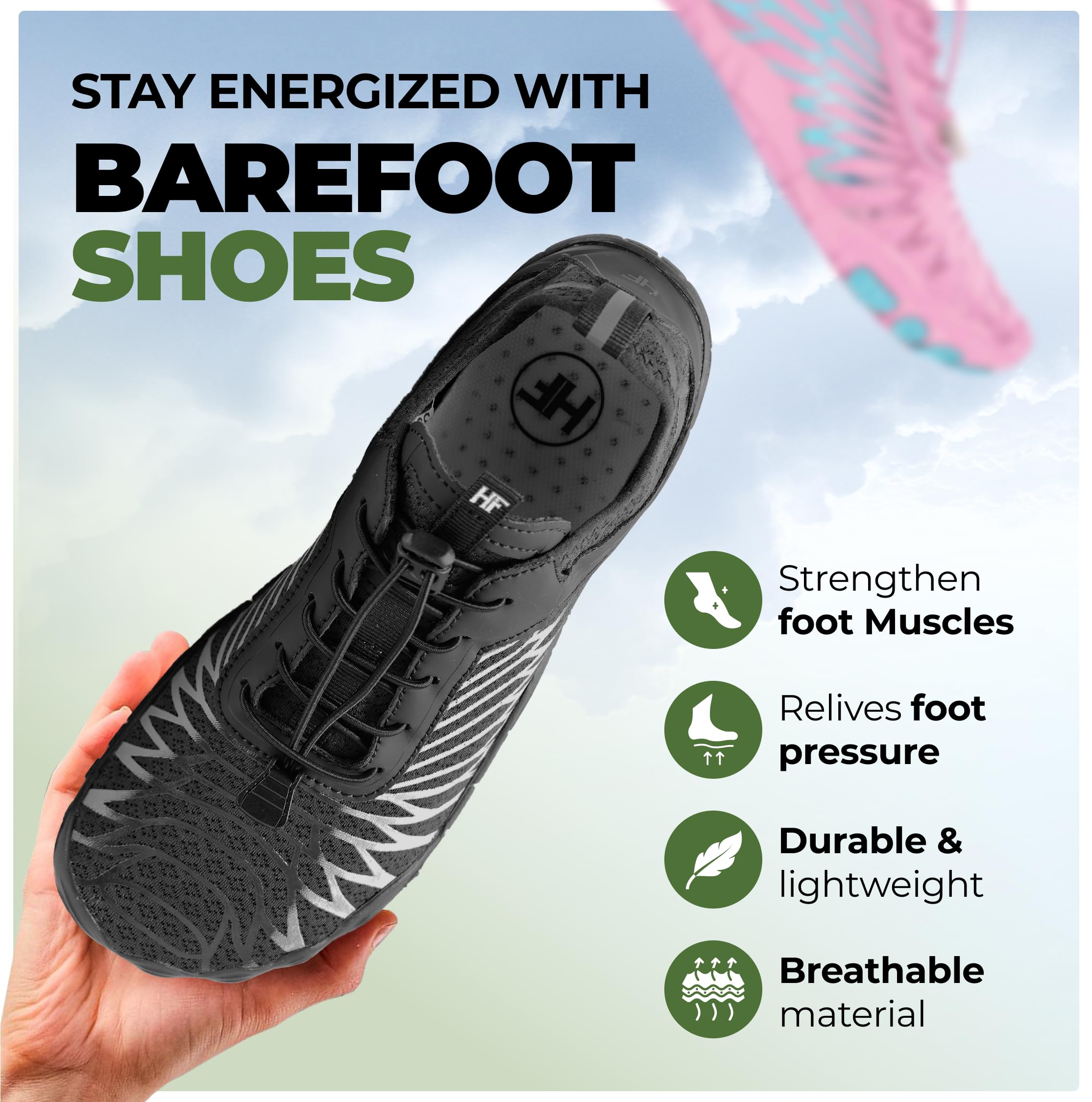 Hike Footwear Lazuli Pro - Healthier and Comfortable Feet with Barefoot Shoes, Lightweight Flexible, Arch Support, Wide Walking Shoes (Unisex)