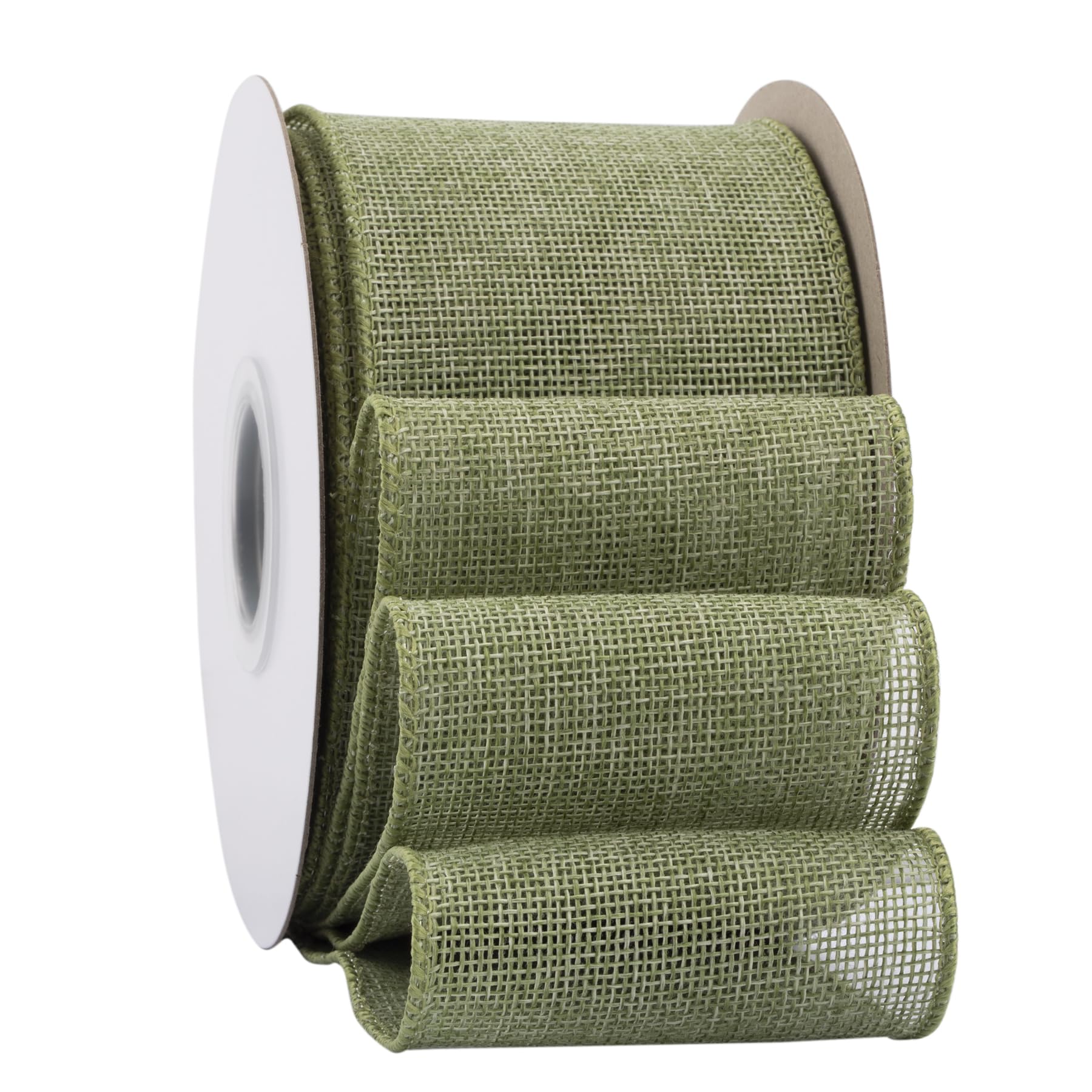 Ribbonitlux Spring Moss Burlap Wired Ribbon, 75mm x 18 Meters, Wired Edge Burlap Ribbon for Gift Wrapping, Big Bow, Wreath, and Christmas Tree Decoration
