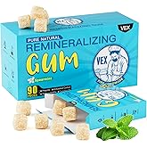 VEX Remineralizing Gum with Nano Hydroxyapatite Supports Fresh Breath and Oral Health, Xylitol Handmade Chewing Gum for Enamel Protection Sugar Free Aspartame Free Gluten Free (90, Mastic Mint)
