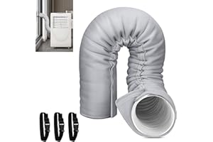 BENASAN Portable AC Hose Insulation Sleeve, Portable Air Conditioners Insulated Hose Cover Wrap, Fit 5" & 5.9" Diameter Exhaust Hose, Easy Installation with 3*Adjustable Buckle Straps, Light Gray