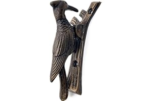 5MOONSUN5 Woodpecker Cast Iron Antique Door Knocker for Front Door Vintage Door Knocker with Mounting Hardware Decorative Door Knockers