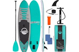 SereneLife Stand Up Inflatable Paddle Board with Premium SUP Accessories – Wide Stable Design with Non-Slip EVA Deck Pad for Adults and Youth of All Skill Levels
