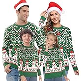 Family Matching Christmas Sweater Ugly Snowman Xmas Knitted Pullover Holiday Sweatshirts Green