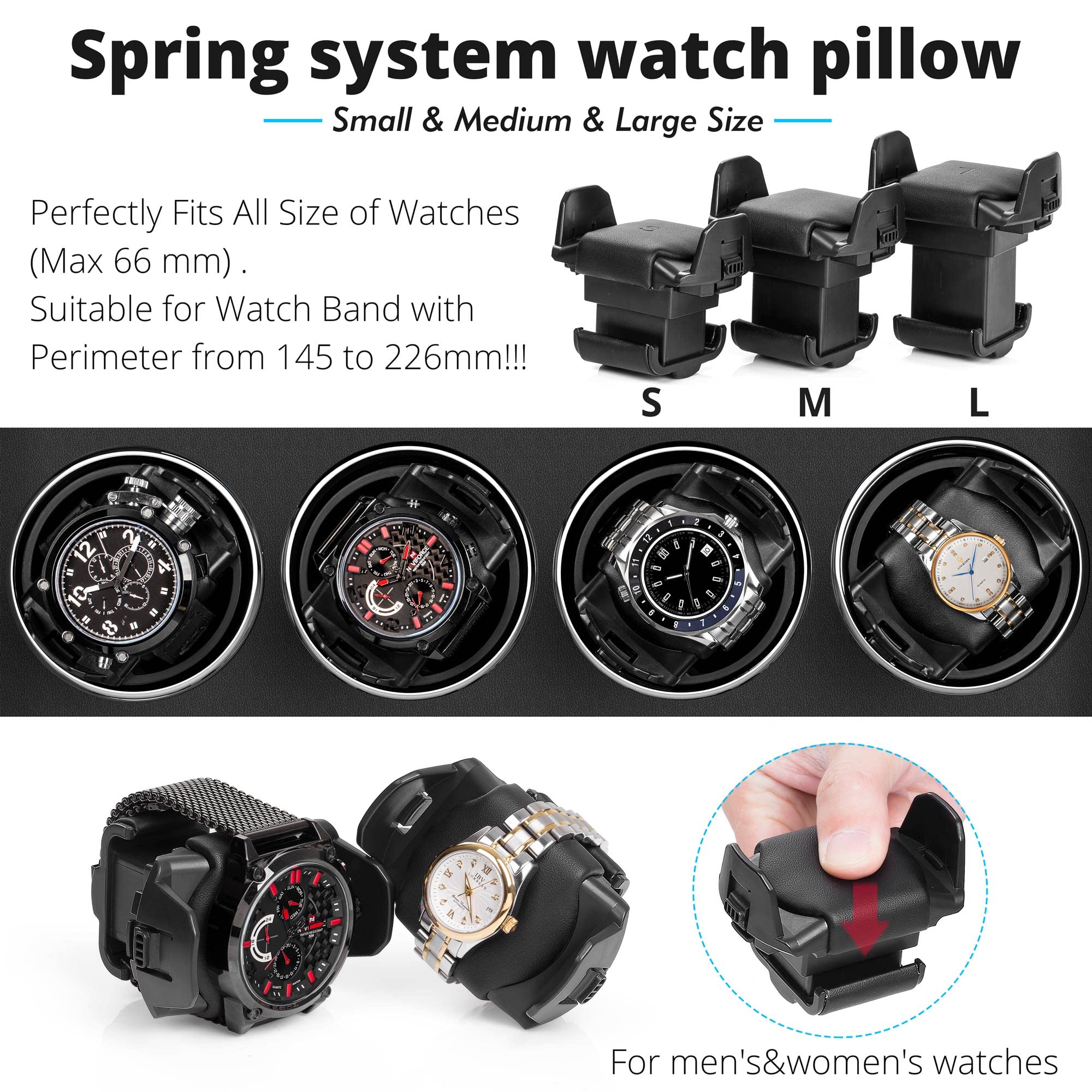 TRIPLE TREE Watch Winder for 24 Automatic Watches with Soft Adjustable Pillows, Key and Fingerprint Unlocking, Quiet Mabuchi Motor, Built-in Blue LED Illumination