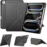VIKESI for iPad Pro 13 Inch Case (M5/M4) 2025/2024, Origami Case with Multi fold, Multi Angle Stand, Apple Pencil Holder, Support Auto Wake/Sleep - Black