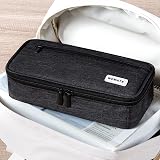 WEMATE Large Pencil Case Canvas 5 Compartments 9x4.3x2.4in Black view 7