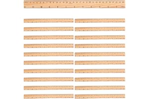 Totority 20pcs 15-30cm Wooden Rulers and Students, Multi-Function Portable Wood Measuring Ruler