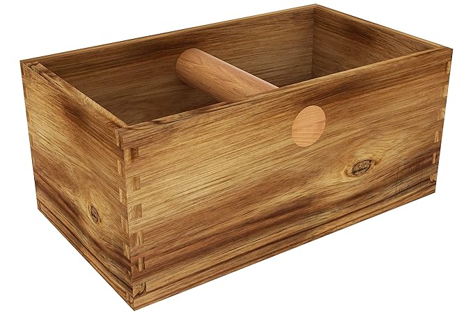 Lambda Coffee Abklopfbehälter für Kaffeesatz und Trester aus Akazienholz für Siebträger, Abschlagbehälter und Abklopfkasten f