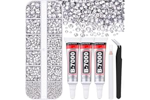 TINKRSTUFF Resin Rhinestones for Crafting with B7000 Jewelry Glue, 1 Box Clear Flatback Crystals with 3Pcs 10ml Glue for Bedazzling Crafts DIY Nail Art Makeup，Non Hotfix Gems for Clothing Shoes