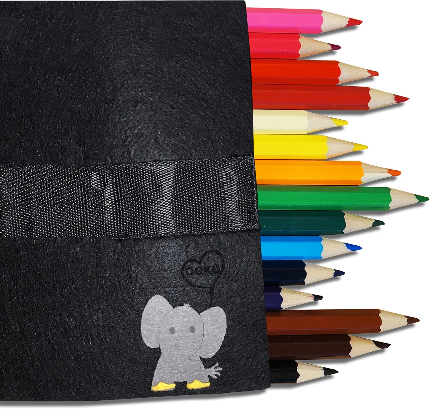 OOKU Jumbo Kids Colored Pencils 15 Pc - Chubby Jumbo Pencils for Preschoolers, Coloring Toddler Pencils for Beginners - Easy Hold Thick Colored pencils for Kids w Sharpener, Eraser, Pouch - Eleph: Office Products
