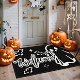 Ileading Halloween Door Mat 32x48inch,Black Ghost Welcome Doormat, Non Slip Low Profile Entryway Mat, Halloween Decor Front Porch Floor Mat, Enterway Floor Welcome Mats