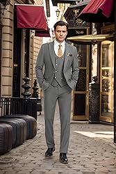 Aowdoy Men's Suits 3 Piece Slim Fit Tuxedo Suit One