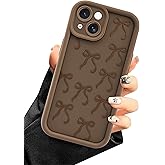 Aitipy Compatible with iPhone 13 Case, Cute Brown Bow Aesthetic Design for Girls Women Soft Silicone Slim Fit Shockproof Protective Cover