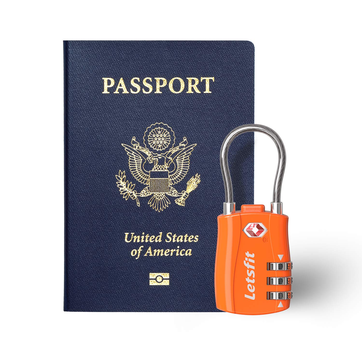TSA Approved Luggage Locks, Letsfit Travel Combination Cable Luggage Locks, Easy Read Dials, Alloy Body - Ideal for Travel, Lockers, Bags, 4 Pack Orange