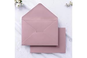 PONATIA 50 PCS/Pack A7 Envelopes, 5.25 x 7.5'' Shiny Dusty Rose Envelopes, Perfect 5x7 envelopes For Wedding Invitation Cards, Christmas Gift Cards Envelopes, Acrylic Invitations, Photos