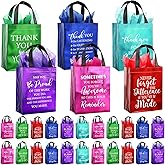 Tellingyou 24 Pieces Employee Appreciation Gift Bags Thank You Reusable Gift Bags with Tissues 8 x 4 x 10 Inch for Teacher Coworker Employee