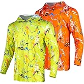 Men's UPF 50+ Sun Protection Hoodie Shirts UV SPF Hi Vis Long Sleeve Rash Guard Fishing Hiking T Shirts Quick Dry