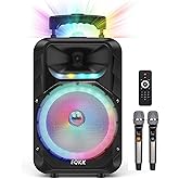 EQKK Karaoke Machine with 2 Wireless Microphones, Party Speaker for Adults New Party Portable PA System Outdoor Bluetooth 5.3 Speakers Wireless with Party Light (Stage-subwoofers)