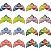 Yooqferno 32Pcs Resin Fish Tail Charms 8 Color Fishtail Pendants Whale Ocean Life Tail Charm 29×23×4mm for Jewelry Making Accessory Supplies DIY Craft Bracelet Necklace Dangle Earring