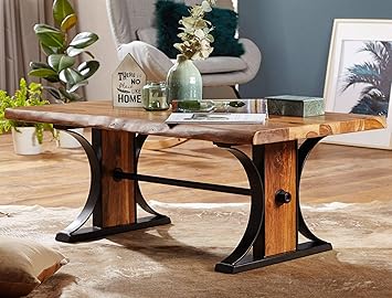 Coffee Table Baur 115x45 5x66cm Sheesham Tree Edge Coffee Table Industrial Living Room Table Solid Wood Metal Stubentable Brown Black Coffee Table Massive Table Living Room Tree Trunk Brown Amazon Co Uk Kitchen Home