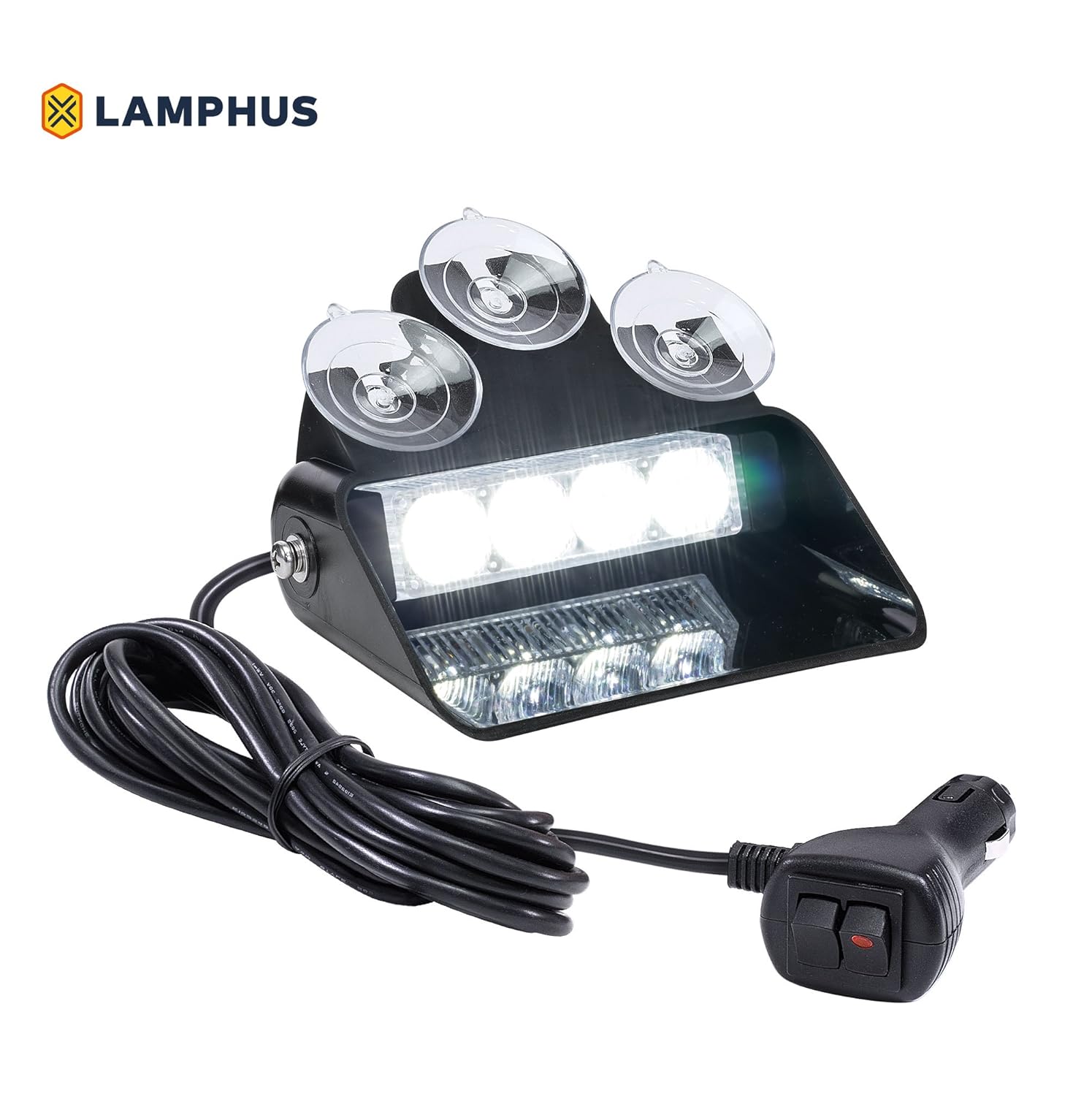 LAMPHUS SolarBlast SBWL14 Emergency Vehicle LED Dash Light [4W LED] [32 UNIQUE FLASH PATTERNS] [ADJUSTABLE ANGLE] Strobe Light for Dash, Deck & Windshield - White