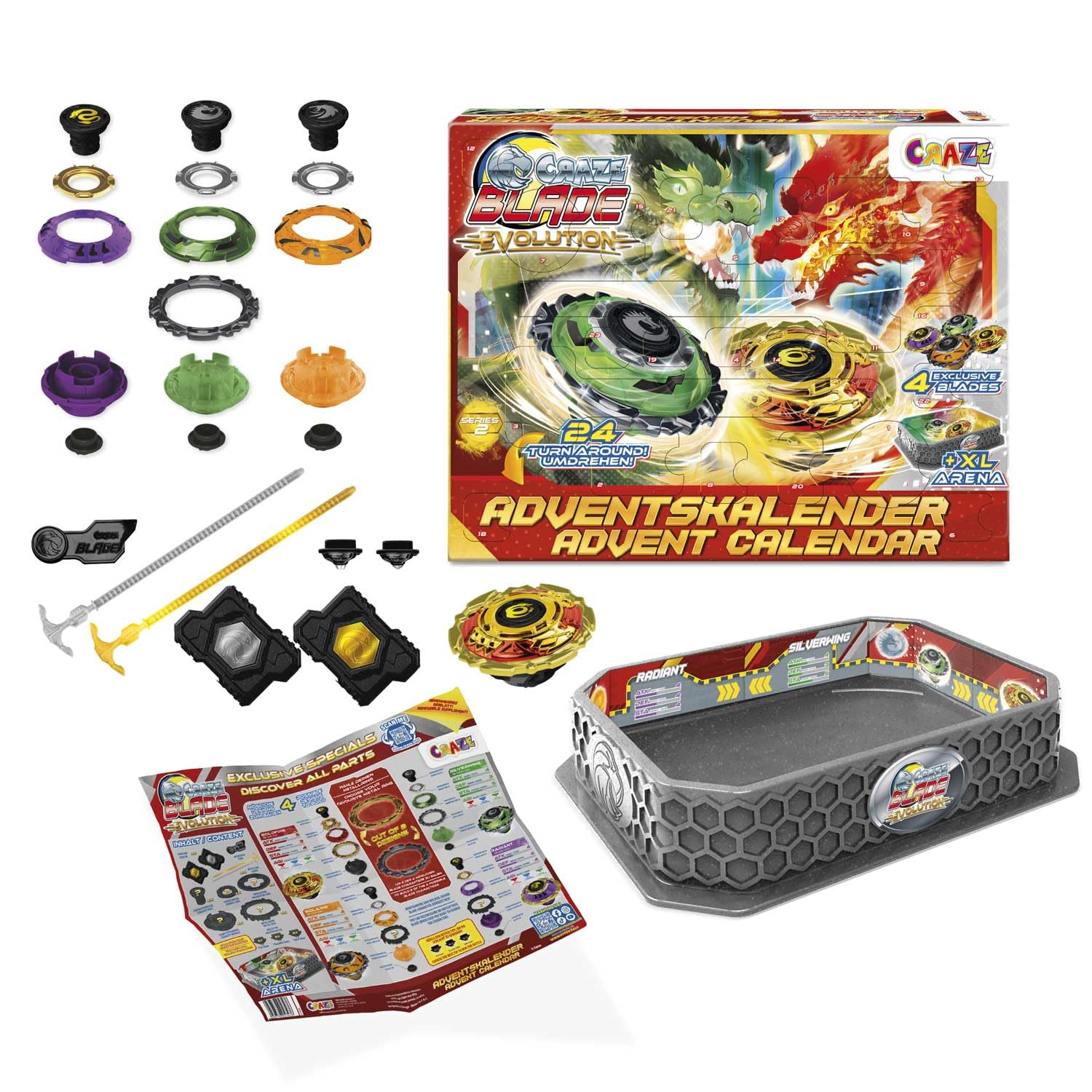 CRAZE Blade Kids Advent Calendar 2025 with Battle Spinner Arena, Battling Tops Game & 24 Surprises – Christmas Countdown Calendar & Gift Idea for Kids