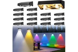 ESUNYD Solar Fence Lights Outdoor,50 LM 11 Modes & 9 Colors Solar Lights with Brighter LED Focus Lens Waterproof IP65 for Wall Backyard Deck Patio Porch Step Railings Pool Decor（16 Pack）