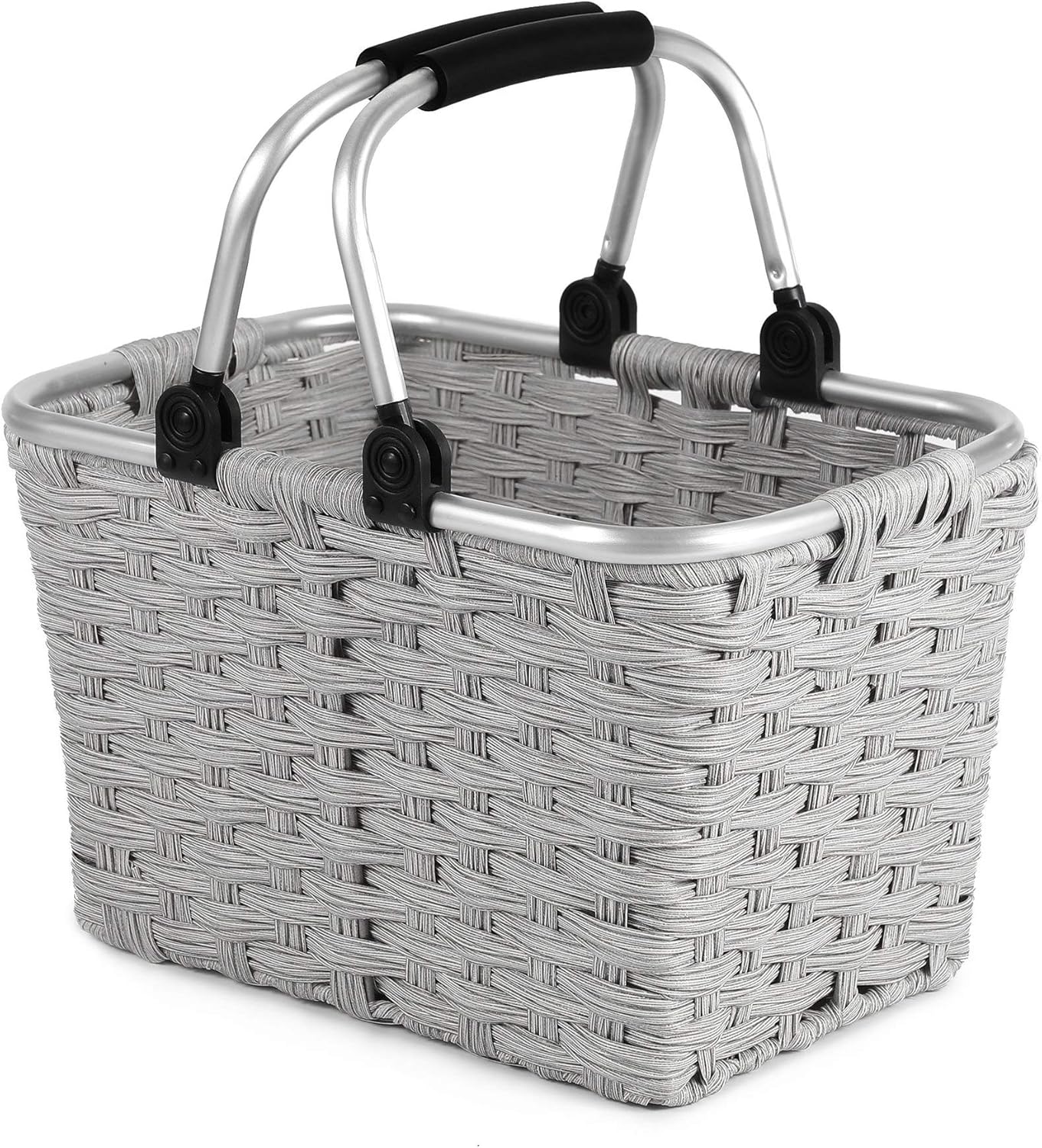 Picnic Basket Shopping Basket Woven With Double Handles Empty Gift Farmers Market Baskets Folding Easter Basket Storage Of Plastic Eggs And Candy Organizer Blanket Storage Bath Toy And Kids Toy : Garden & Outdoor