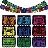 72 Psc Dia De Los Muertos Banner Decorations, Dog Cat Themed Papel Picado | 4 Packs Day of the Dead Dog and Cat Papel Picado Banner, Pet Ofrenda Altar Decorations, Mexican festive party supplies