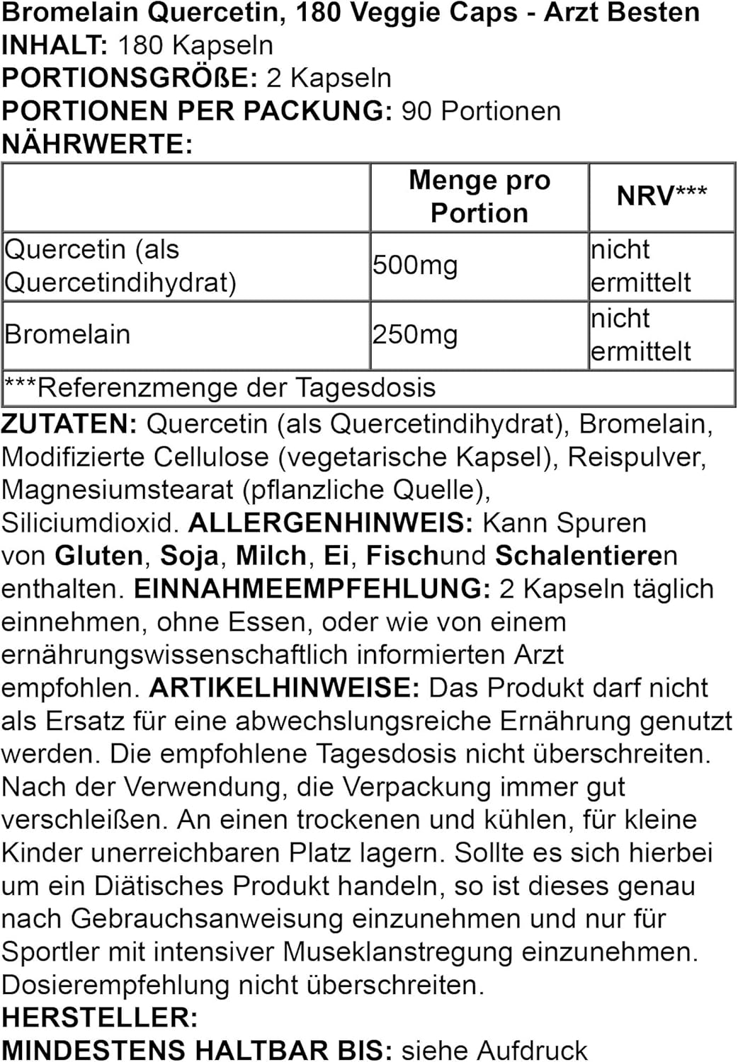 Doctor's Best Quercetin Bromelain, Immunity Support, Heart, Joint & Healthy Respiratory System, Non-GMO, Vegan, Gluten Free, Soy Free,180 VC: Health & Personal Care