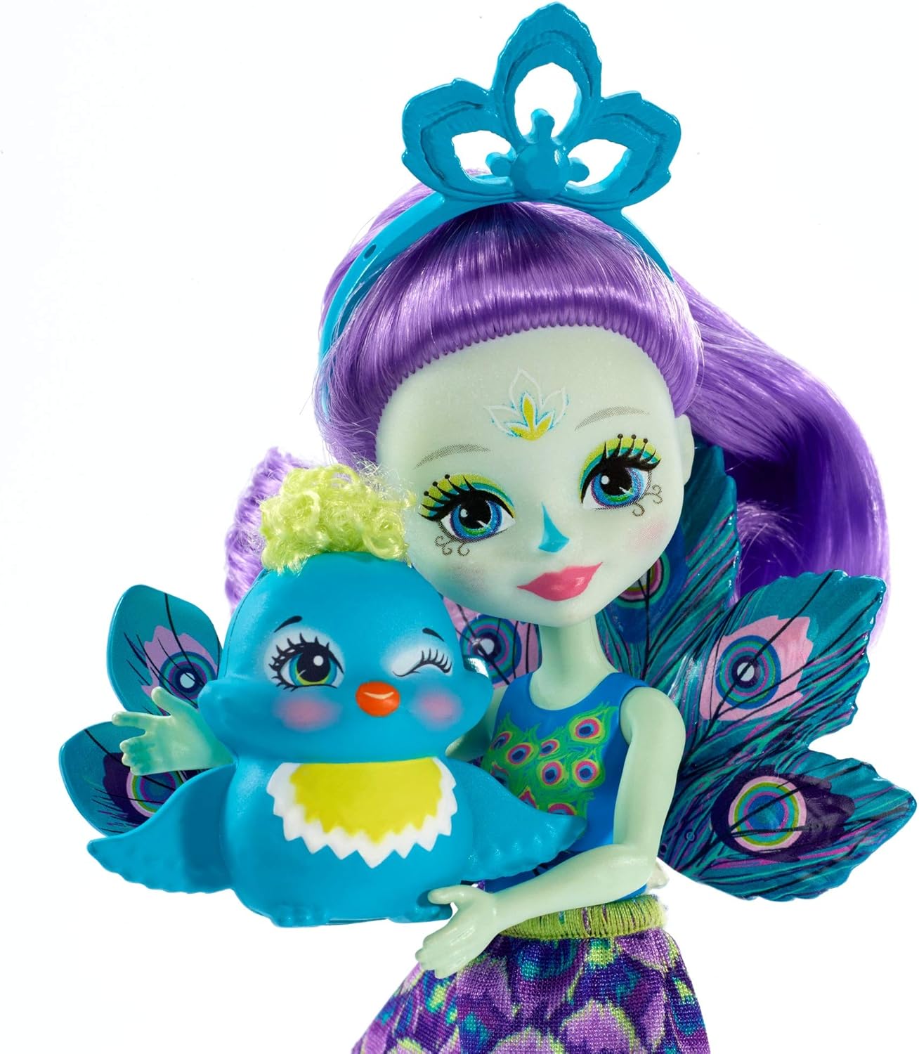 Enchantimals Patter Peacock Doll & Flap Figure, 6-inch small doll, with long purple hair, peacock wings, removable skirt - Image 4